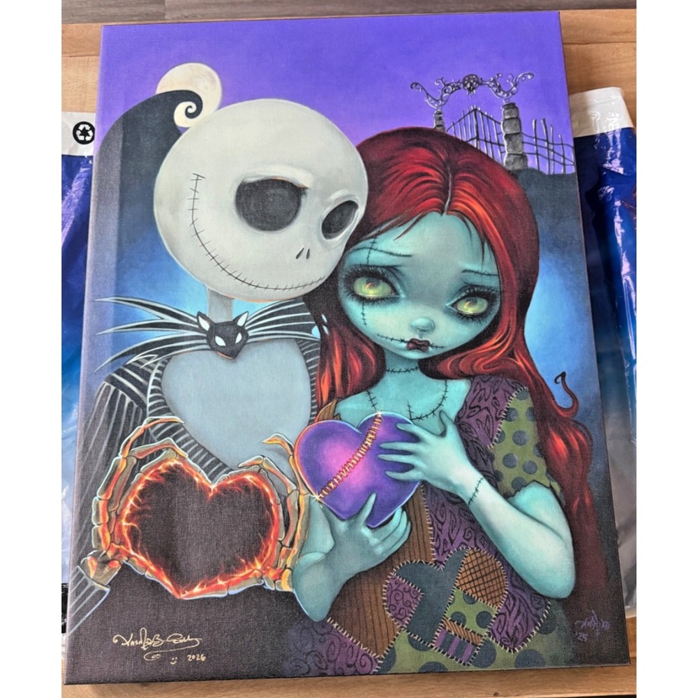 2026 Disney Parks Jasmine Becket-Griffith Jack  & Sally 23"x17" SIGNED Canvas
